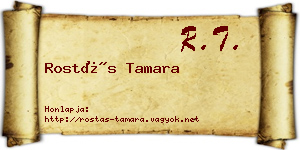 Rostás Tamara névjegykártya