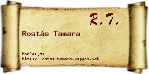 Rostás Tamara névjegykártya
